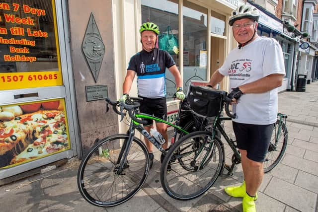 Michael Armstrong and Matt Corrigan at the Meridian Line in Eastgate, Louth. (Photo: John Aron).