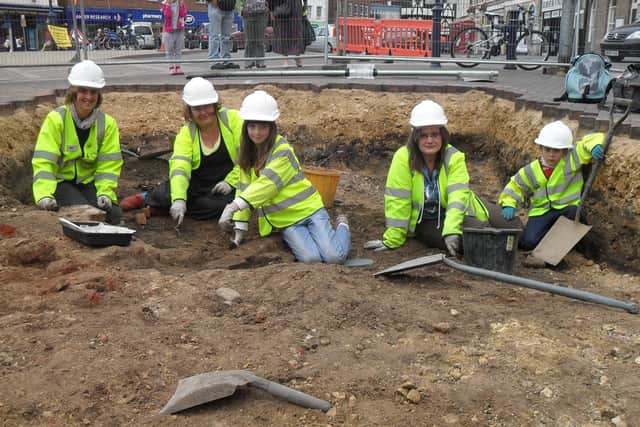 One of three initial trenches - a fourth would follow outside Marks & Spencer.