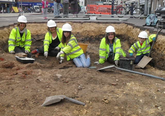 One of three initial trenches - a fourth would follow outside Marks & Spencer.