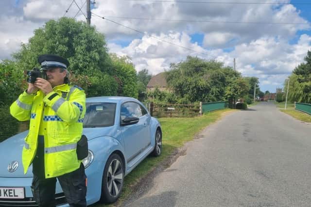 PCSO Dave Bunker at the speed check in Addlethorpe.