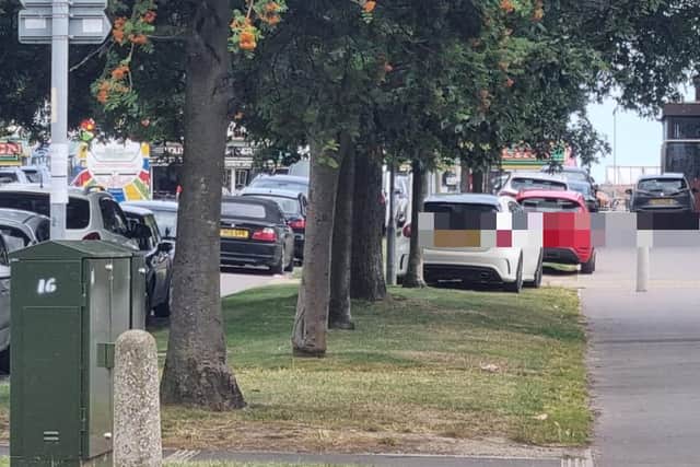 A car was spotted being driven along Scarbrough Avenue in Skegness after being parked on the grass verge.