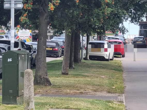 A car was spotted being driven along Scarbrough Avenue in Skegness after being parked on the grass verge.