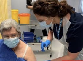 Leanne Belton, giving the first Pfizer vaccine in Lincolnshire in December.