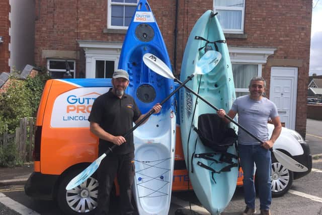 Gearing up for their next big paddle. From left - Mark Hennis and Sunny Sardesai of Ruskington. EMN-210908-180549001