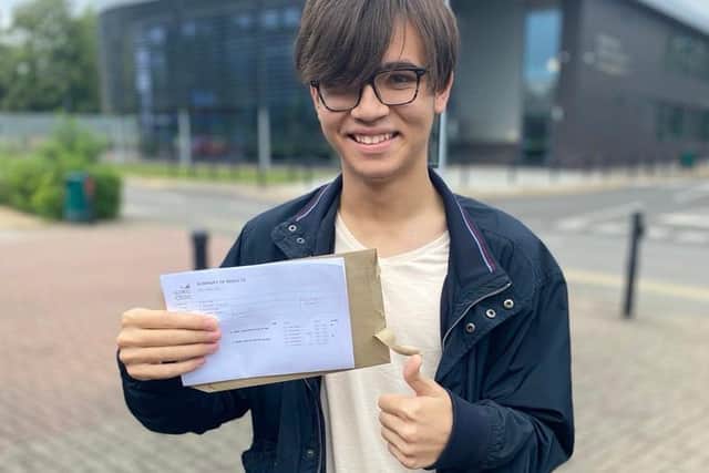 Danny Blakey celebrates his A-level results