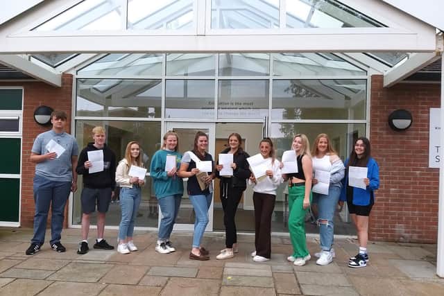 Students at King Edward VI Academy, Spilsby, receiving their A-Level results.