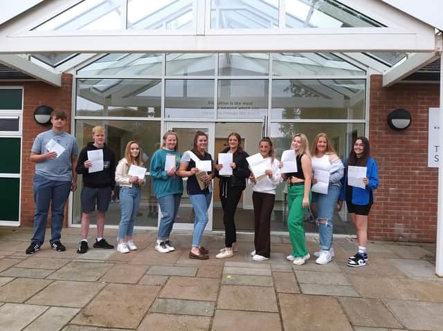 Students at King Edward VI Academy, Spilsby, receiving their A-Level results.