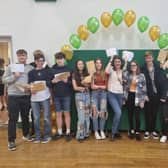Skegness Grammar School students celebrating their GCSE results.