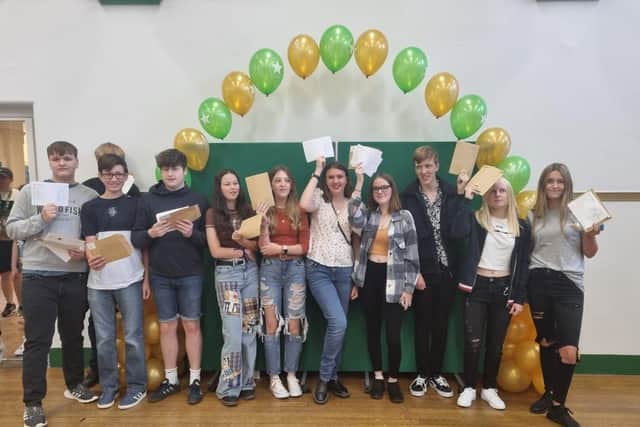 Skegness Grammar School students celebrating their GCSE results.