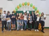 Skegness Grammar School students celebrating their GCSE results.