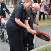 Burma Star veteran Fred Conway, 96, lays a wreath at the memorial in Skegness on VJ Day.