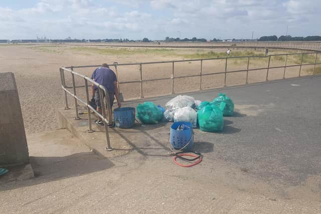 A beach clean organised by BeachCare and the Lincolnshire Coastal BID along a privately owned beach at Ingoldmells was cancelled, but members of the team who turned up still collected 34 bags of rubbish.