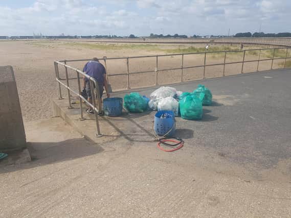 A beach clean  organised by BeachCare and the Lincolnshire Coastal BID along a privately owned beach at Ingoldmells was cancelled, but members of the team who turned up still collected 34 bags of rubbish.