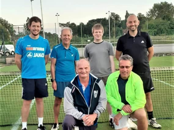 Pictured are the First team of captain Adrian Haigh, Harry Smith,  Mark Nolan, Dave Jones,  James Hewitt, and Gordon Warnes.