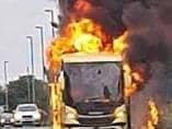 54 passengers escaped this burning bus which was returning from a trip to Skegness.