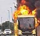 54 passengers escaped this burning bus which was returning from a trip to Skegness.