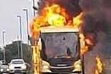 54 passengers escaped this burning bus which was returning from a trip to Skegness.