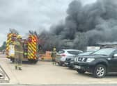 Emergency services at the scene of a blaze at a warehouse in Wrangle.
