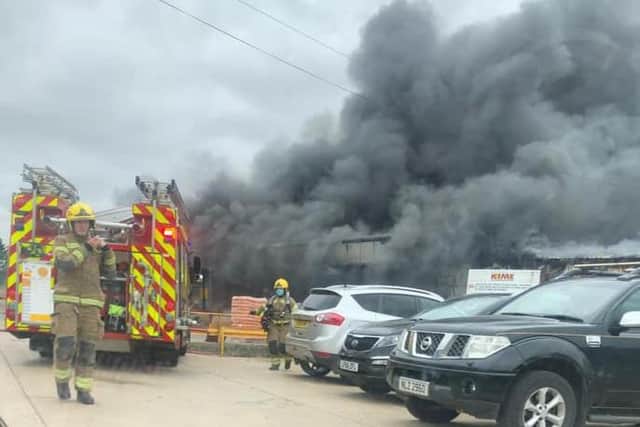 Emergency services at the scene of the fire in Wrangle.