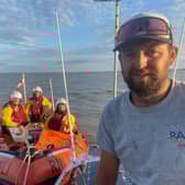 Skipper Andy Burns with the Skegness Inshore Lifeboat crew.