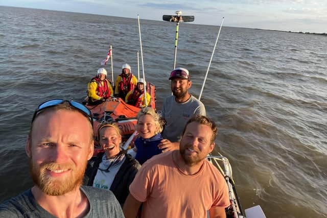The crew of the ReadySalt Row challenge met up with the crew of Skegness Inshore Lifeboat off the coast of Skegness.