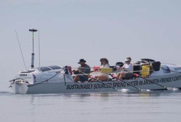The team will have rowed for 44 days if they arrive at the finish on schedule on Sunday.