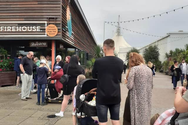 Queues outside a restaurant at Butlin's in Skegness.