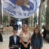 William Alvey School pupil sDavid and Ithar with Year 6 teacher Natalie Mason at Hull Minster for the centenary service. EMN-210823-175650001