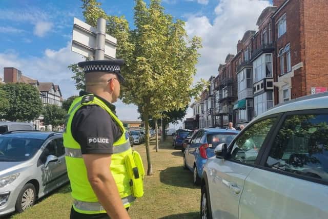 A visit to Scarbrough Avenue revealed people were still parking on the grass, putting pedestrians at risk.