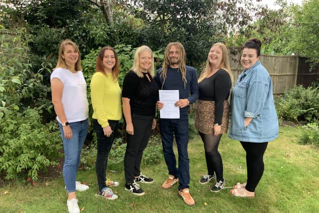 From left: Jackie Wells, Jenna Payne, Sarah Parkin, Martin Johnson, Gemma Parkin, and Megan-Rose Barrett