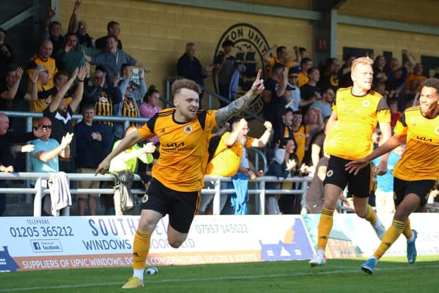 Jake Leake celebrates with Preston. Photo: Oliver Atkin