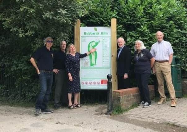 Pictured above are members of Hubbard’s Hills Trust: Andrew Leonard, Jill Makinson-Sanders, and Ray Edmonds, alongside Louth Lions president Sue Crew and fellow members Derek Blow and Malcolm Lamb.