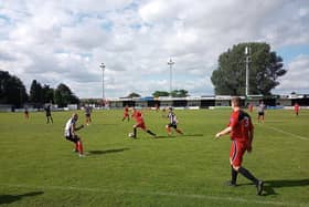 Brigg Town  in recent action against Clipstone. Photo: Deb Wrigglesworth