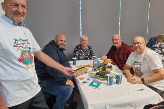 Mayor Coun Trevor Burnham (far left) chatting to a group including Paul Dixon of the Skegness Area Business Chamber (left) and Insp Colin Haigh (right).