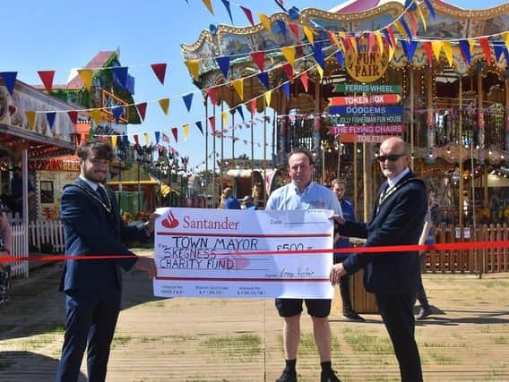 Mayor of Skegness Coun Trevor Burnham (right) has attended more than 40 events since taking office, raising hundreds for charity.