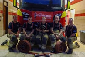Some of the Billingborough fire crew getting ready for their charity hose run out on Saturday. EMN-210909-165024001