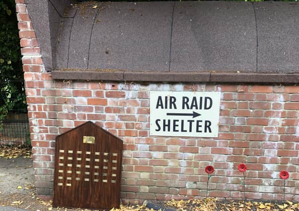 The plaque with names of sponsors and supporters of the William Alvey air raid shelter. EMN-210913-175225001