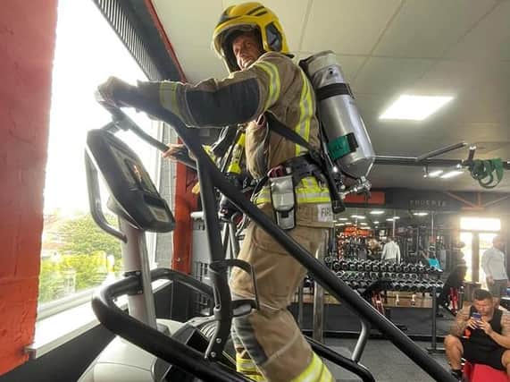 Simon Coxell completed climbing 110 floors - the equivalent of 2071 steps - on the on the stairmaster at Phoenix Fitness gym in Skegness.