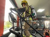Simon Coxell completed climbing 110 floors - the equivalent of 2071 steps - on the on the stairmaster at Phoenix Fitness gym in Skegness.