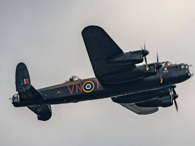 Avro Lancaster PA474 returns to RAF Coningsby.