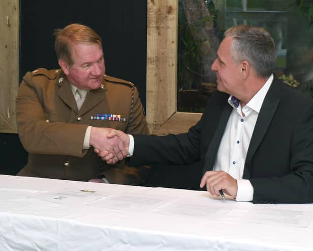 The Armed Forces Covenant was signed by Steve Nichols, the Chief Executive of Lincolnshire Wildlife Park, and Major Mitch Pegg, Officer Commanding  of the 3rd Battalion The Royal Anglian Regiment.