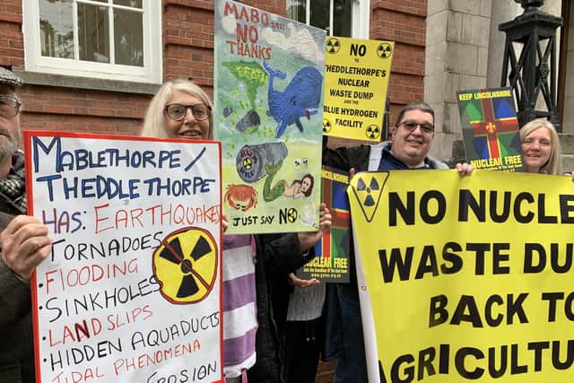 Protesters at Lincolnshire County Council's headquarters on Tuesday morning.