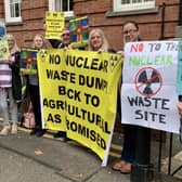 Protesters at Lincolnshire County Council's headquarters on Tuesday morning.