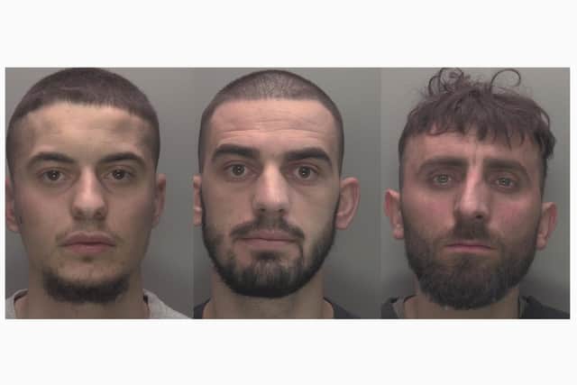 Pictured (from left) Alfred Alla, 21, Xhemal Derdi, 24, and Ismail Elezi, 26.