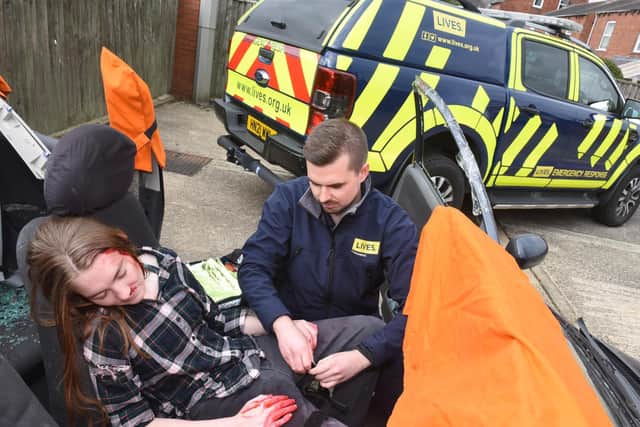 Ella Tapson, of Grantham, was the LIVES co-responder who was casualty for the day