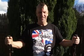 Brian Latue, 62, from Cassop is walking to Skegness in Lincolnshire to attend the Great British Alternative Music Weekend at Butlin's.