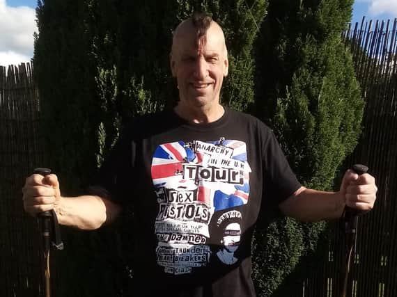 Brian Latue, 62, from Cassop is walking to Skegness in Lincolnshire to attend the Great British Alternative Music Weekend at Butlin's.