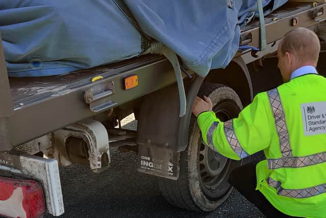 The DVLA carrying out checks.