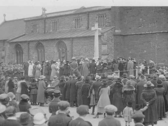 Dedication of  Spilsby War Memorial in March 1921.