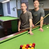 Pool  competition winner Karl Barratt (left) with runner up Ben Manship